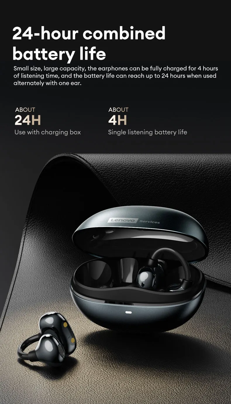 Sc33b5b66d0324b27a0a19df06d9316cfF Lenovo RS106 OWS Ear Clip Bluetooth 6.0 Earphones Stereo Sound Sports Music Wireless Headphones Low Latency HD Call Earbuds New