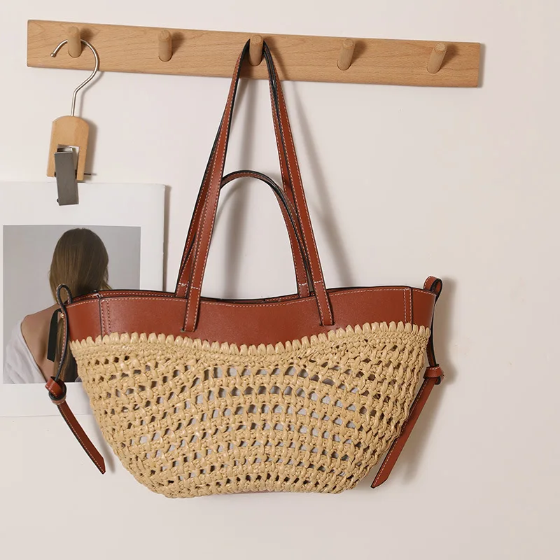 Hollow Woven Beach Bags for Women Handbags Handmade Crochet Basket Bag Summer Travel Straw Bag Fashion Knitting Shoulder Bags
Hollow Woven Beach Bags for Women Handbags Handmade Crochet Basket Bag Summer Travel Straw Bag Fashion Knitting Shoulder Bags