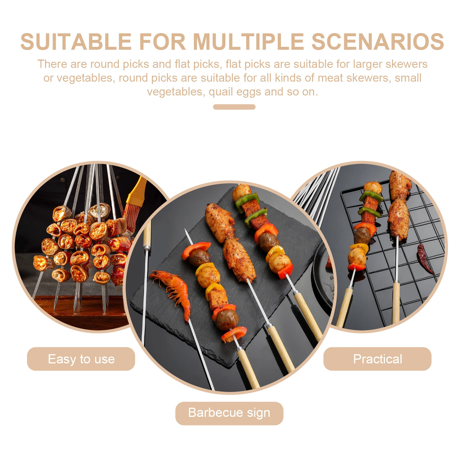 1 set Stainless Steel Barbecue Stick Grilling Skewers Wooden H Metal Kabob Rust Proof Meat Kebab BBQ Accessories
1 set Stainless Steel Barbecue Stick Grilling Skewers Wooden H Metal Kabob Rust Proof Meat Kebab BBQ Accessories