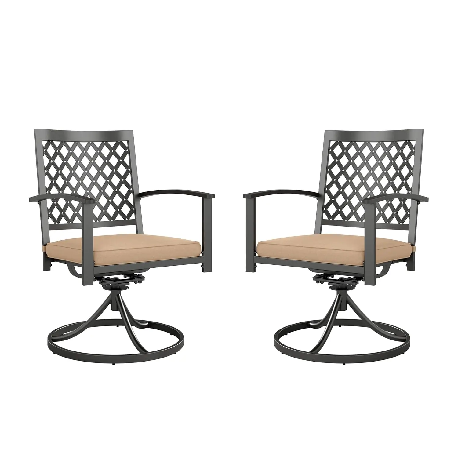 Metal Swivel Patio Dining Chairs Set of 2 with Cushions for Garden Backyard Bistro Small Grid Black, Customized
Metal Swivel Patio Dining Chairs Set of 2 with Cushions for Garden Backyard Bistro Small Grid Black, Customized