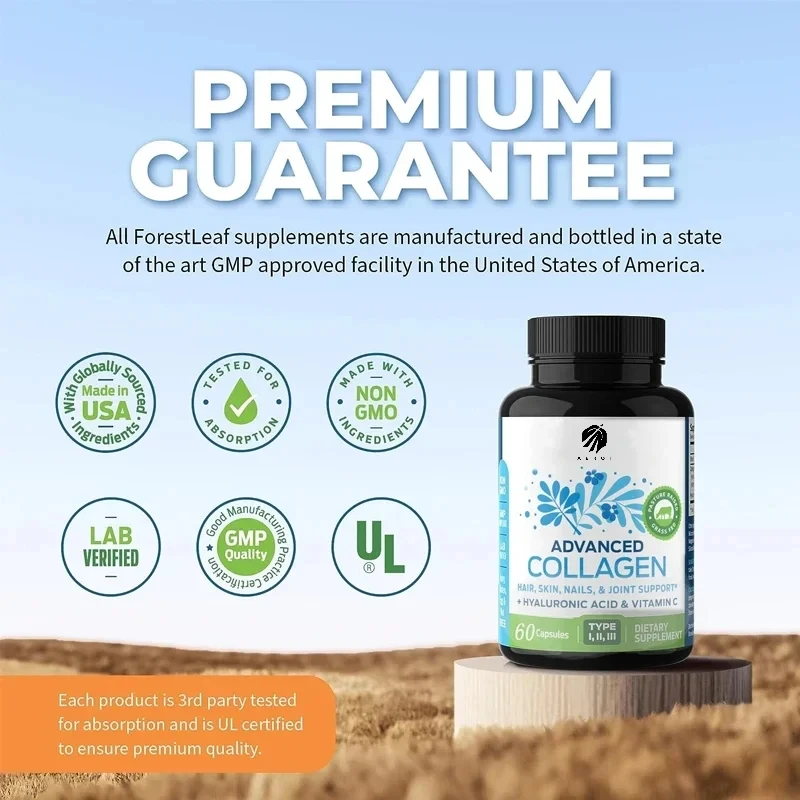 Multi collagen supplement containing hyaluronic acid and vitamin C is suitable for skin, wrinkles, and 60 capsules
Multi collagen supplement containing hyaluronic acid and vitamin C is suitable for skin, wrinkles, and 60 capsules