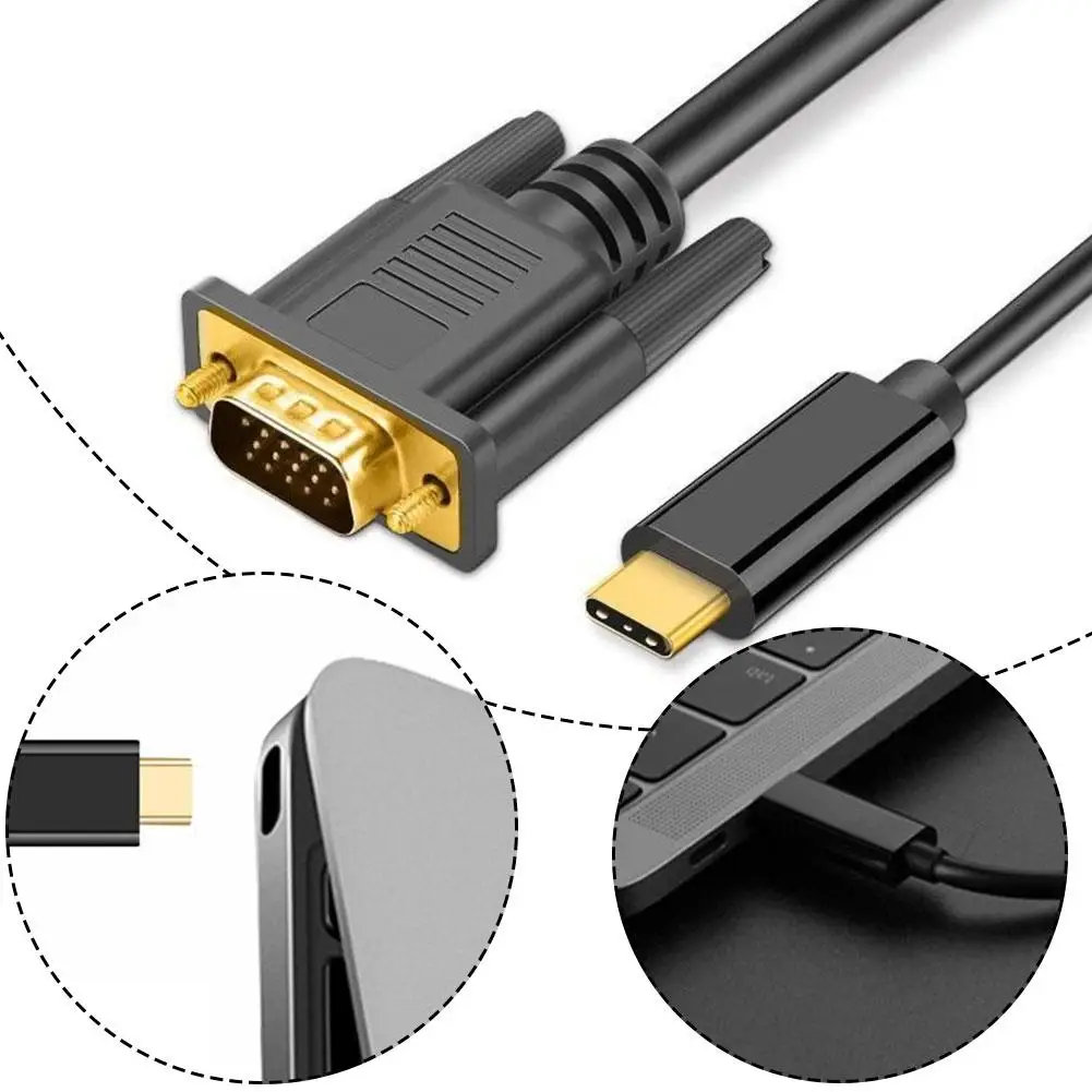 1.8m USB Type C to VGA Adapter Cable 1080P Type-C Male to VGA Male Video Converter Cable For HDTV Projector Laptop Monitor P6F0
1.8m USB Type C to VGA Adapter Cable 1080P Type-C Male to VGA Male Video Converter Cable For HDTV Projector Laptop Monitor P6F0