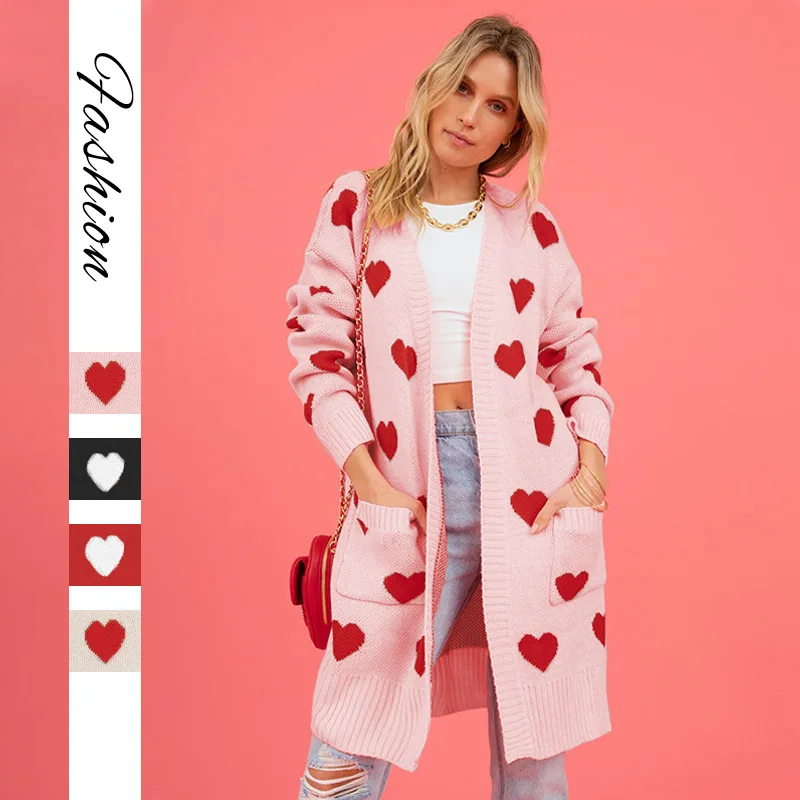 Vntine's Day Heart Knitted Open Cardigan Women's Mid-Length V-Ne Coat European Sle Loose Fit Thiened Winter Outerwear
Vntine's Day Heart Knitted Open Cardigan Women's Mid-Length V-Ne Coat European Sle Loose Fit Thiened Winter Outerwear