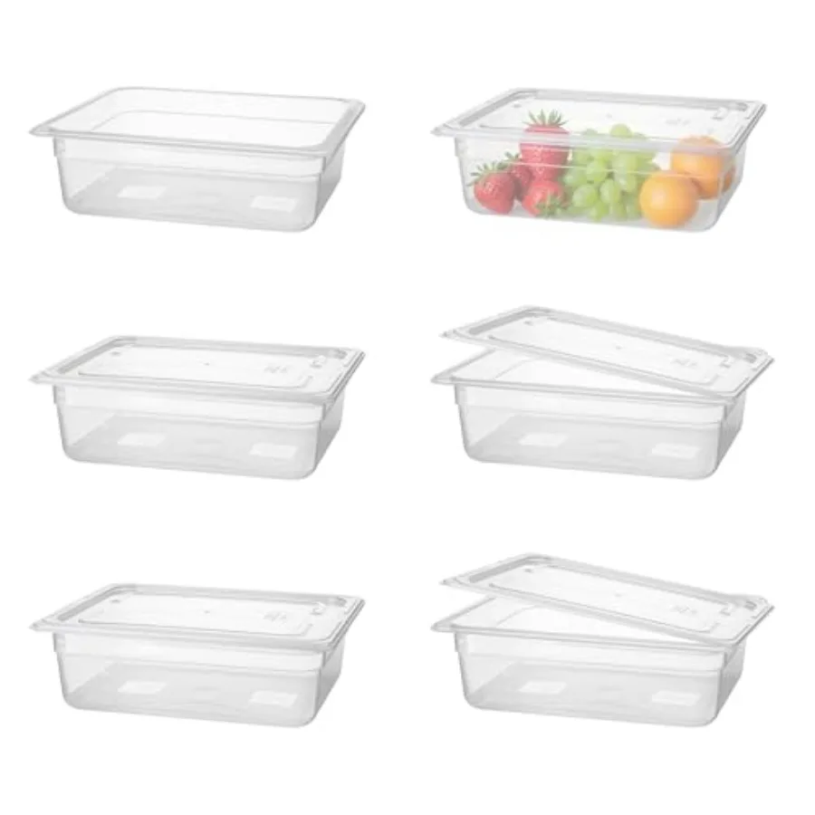 6pack 1/2 Size 4''Deep Food Pans with LidsCommercial Food Storage Containers Clear Polypropylene Restaurant Hotel Pan
6pack 1/2 Size 4''Deep Food Pans with LidsCommercial Food Storage Containers Clear Polypropylene Restaurant Hotel Pan