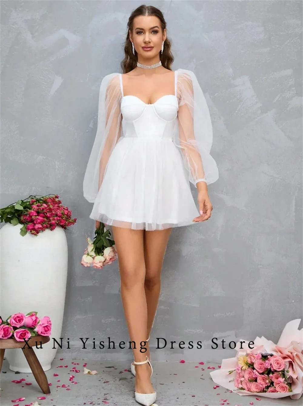 White Modern Fashion Prom Dresses For Women A-Line Sweetheart Full Sleeve Backless Tulle Custom Made Birthday Evening Party Grow
White Modern Fashion Prom Dresses For Women A-Line Sweetheart Full Sleeve Backless Tulle Custom Made Birthday Evening Party Grow