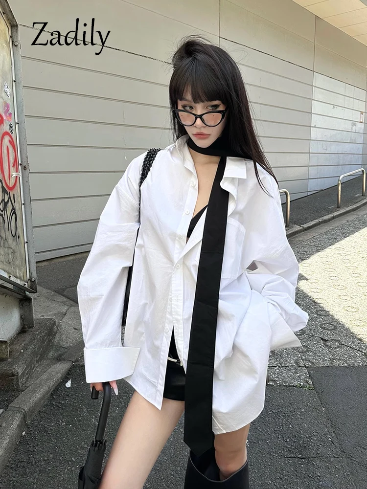 Autumn Oversize Long Sleeve Women's White BF Shirt Blouse Korea Style Button up Tie Minimalist Turn-Down Collar Top
Autumn Oversize Long Sleeve Women's White BF Shirt Blouse Korea Style Button up Tie Minimalist Turn-Down Collar Top