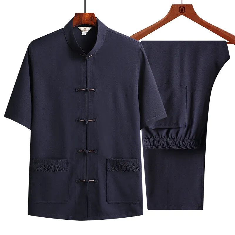2025 summer Men's Fashion Casual Sets Two-piece set man short sleeve Cotton Solid Sportswear Chinese style Shirts + Pants
2025 summer Men's Fashion Casual Sets Two-piece set man short sleeve Cotton Solid Sportswear Chinese style Shirts + Pants