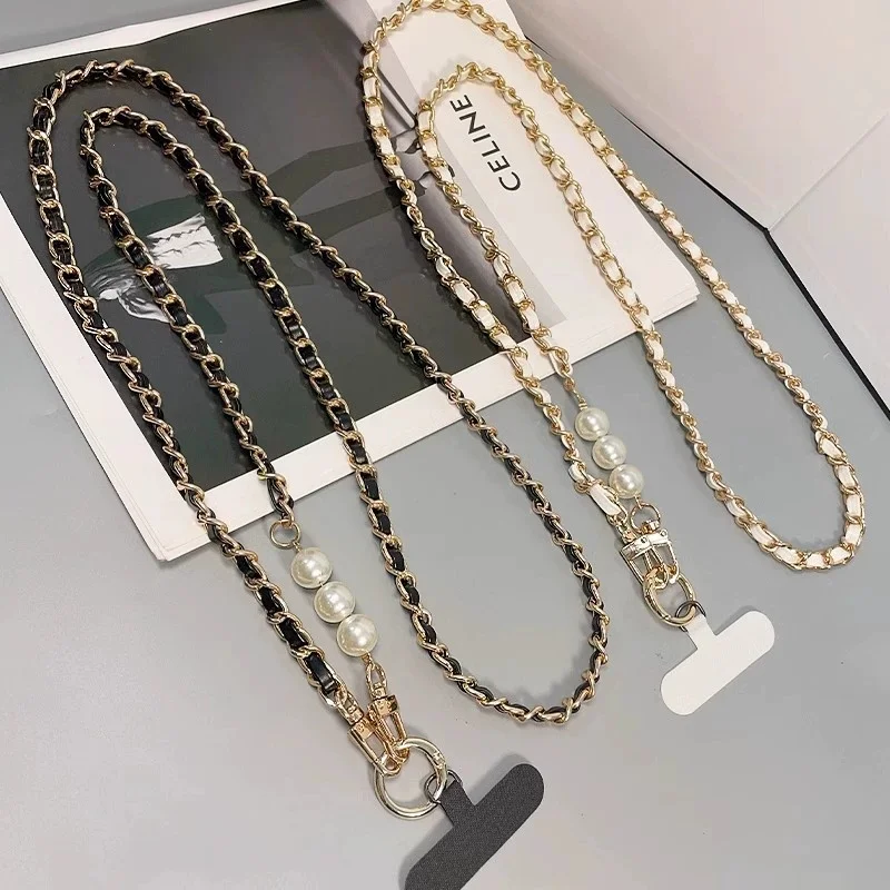 2-in-1 Pearl Crossbody Phone Strap & Bag Chain, PU Leather Metal Chain Lanyard for Universal Phones & Purses
2-in-1 Pearl Crossbody Phone Strap & Bag Chain, PU Leather Metal Chain Lanyard for Universal Phones & Purses