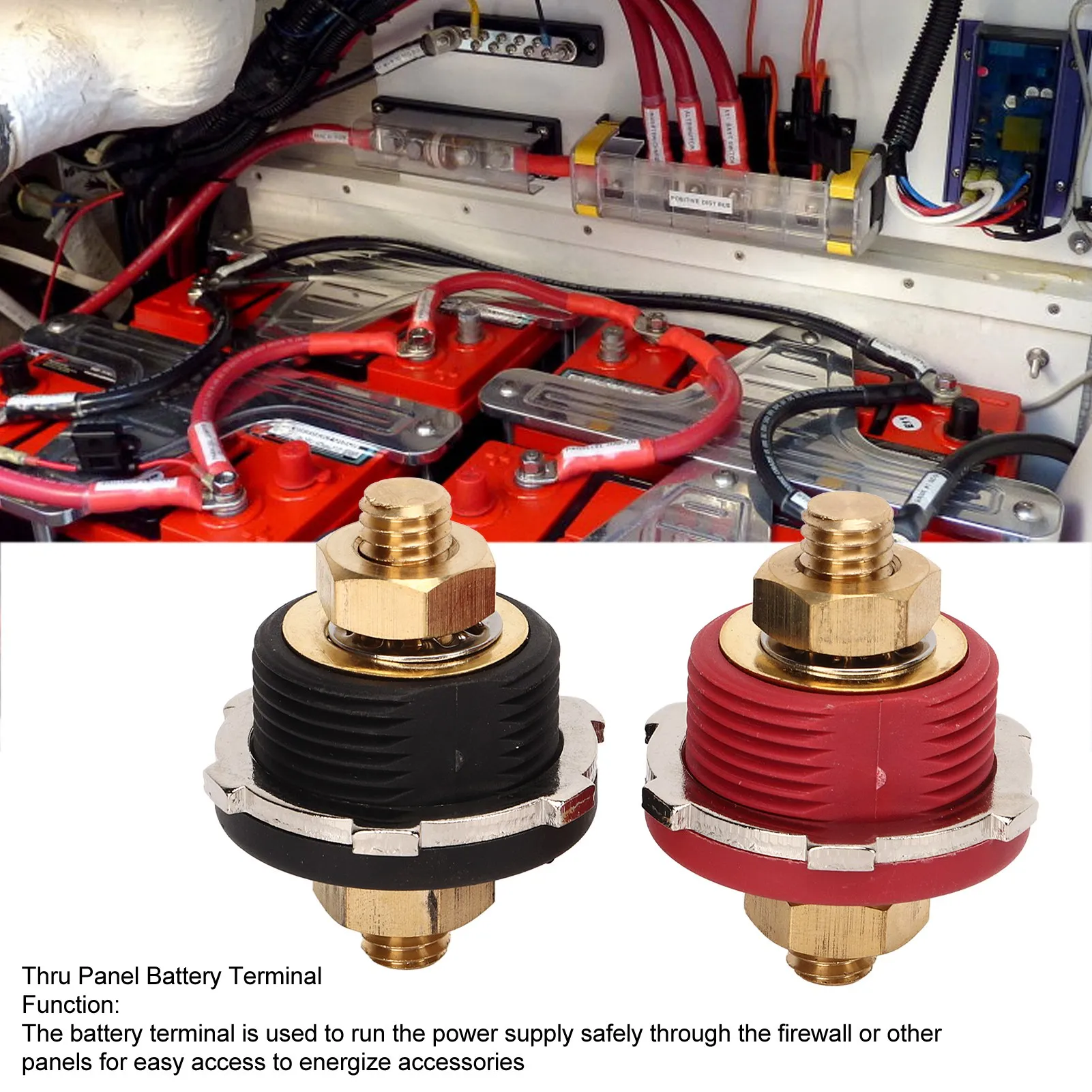 2PCS 3/8in Thru Panel Battery Terminal 250A Black Red Universal Battery Connector for RV Boat
2PCS 3/8in Thru Panel Battery Terminal 250A Black Red Universal Battery Connector for RV Boat