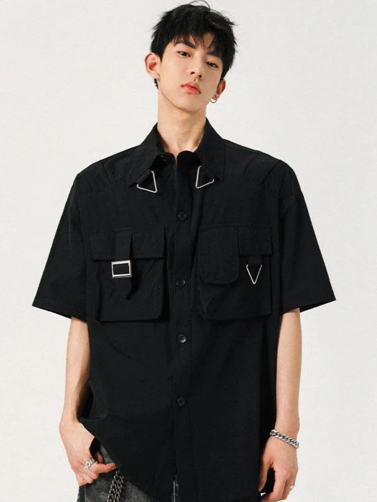 Punk Style Loose Fit Lightweight Short Sleeve Men's Shirt Black Breathable Summer Fashion Workwear Jacket Casual Outerwear
Punk Style Loose Fit Lightweight Short Sleeve Men's Shirt Black Breathable Summer Fashion Workwear Jacket Casual Outerwear