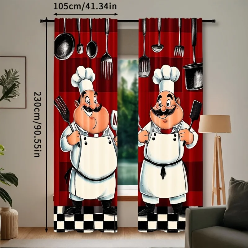 VIKAMA Chef Buffalo Plaid Curtains, Red Black Check Kitchen Set, No Sew Window Decor for Bedroom Living Room
VIKAMA Chef Buffalo Plaid Curtains, Red Black Check Kitchen Set, No Sew Window Decor for Bedroom Living Room