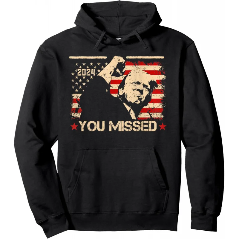 Trump You Missed Funny Trump 2024 Pullover Hoodie Loose men's and women's clothing
Trump You Missed Funny Trump 2024 Pullover Hoodie Loose men's and women's clothing