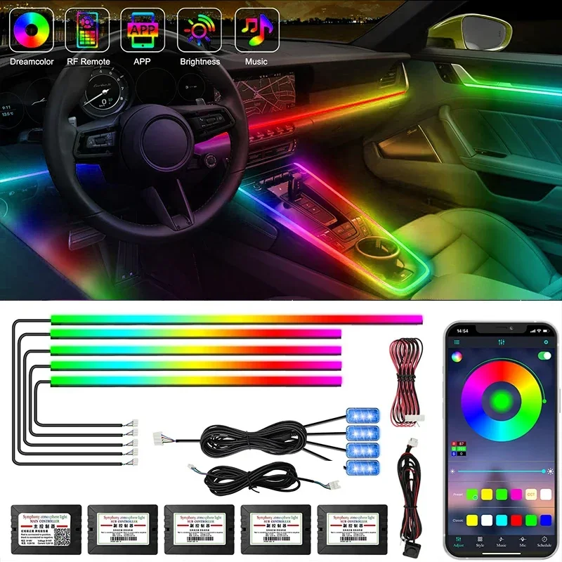 Универсальные неоновые автомобильные лампы 64 RGB, разноцветные акриловые радужные осветительные полоски, симфоническое освещение
Универсальные неоновые автомобильные лампы 64 RGB, разноцветные акриловые радужные осветительные полоски, симфоническое освещение