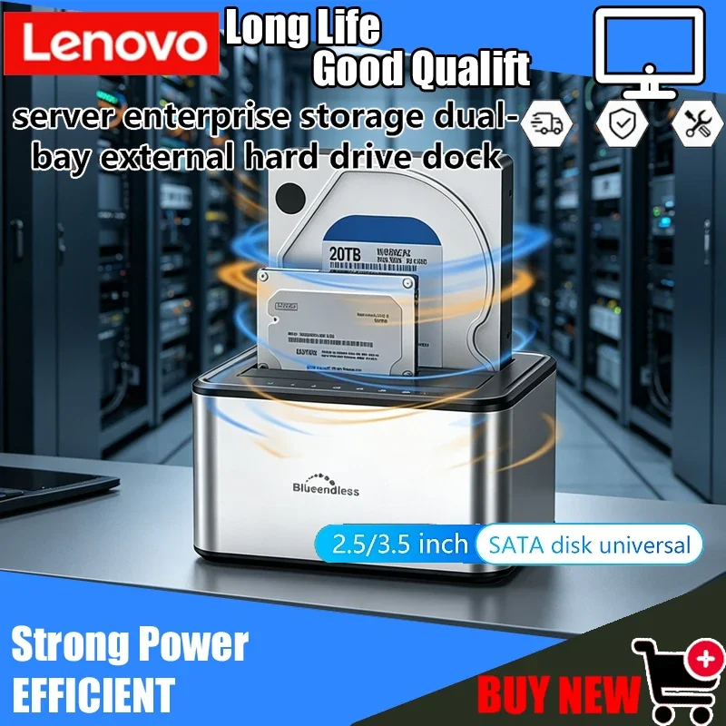 Lenovo Dual Bay HDD/SSD Docking Station, USB3.0 SATA Enclosure with Offline Clone for 2.5/3.5 Inch HDD/SSD Disks
Lenovo Dual Bay HDD/SSD Docking Station, USB3.0 SATA Enclosure with Offline Clone for 2.5/3.5 Inch HDD/SSD Disks