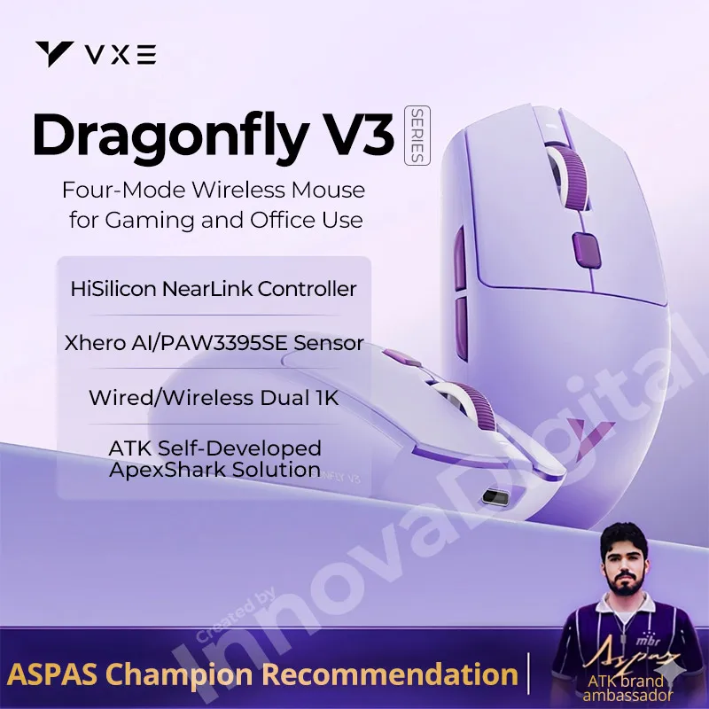 Беспроводная игровая мышь ATK VXE Dragonfly V3 Pro, 4 режима, ультралегкая, Bluetooth, для офиса, перезаряжаемая, эргономичная, для киберспорта
Беспроводная игровая мышь ATK VXE Dragonfly V3 Pro, 4 режима, ультралегкая, Bluetooth, для офиса, перезаряжаемая, эргономичная, для киберспорта