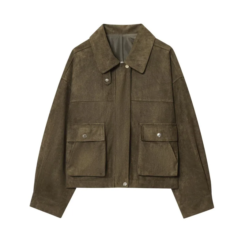 Retro American Sle Women's Leather Pilot Jaet ort Zipper Collar Outerwear Autumn New Arrival Faion Ladies' Coat
Retro American Sle Women's Leather Pilot Jaet ort Zipper Collar Outerwear Autumn New Arrival Faion Ladies' Coat