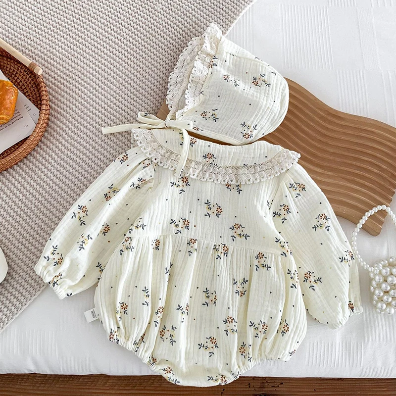 Autumn Spring Children Clothes Korean Style Climbing Suit Long Sleeved Cotton Floral Printing Newborn Baby Girls Bodysuits+Hat
Autumn Spring Children Clothes Korean Style Climbing Suit Long Sleeved Cotton Floral Printing Newborn Baby Girls Bodysuits+Hat