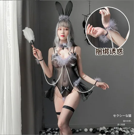 2025 New Sexy Underwear Perspective Fluffy Black Silk Seduction Sexy Bead Chain Love Rabbit Stockings Mesh Uniform Set Body Suit
2025 New Sexy Underwear Perspective Fluffy Black Silk Seduction Sexy Bead Chain Love Rabbit Stockings Mesh Uniform Set Body Suit