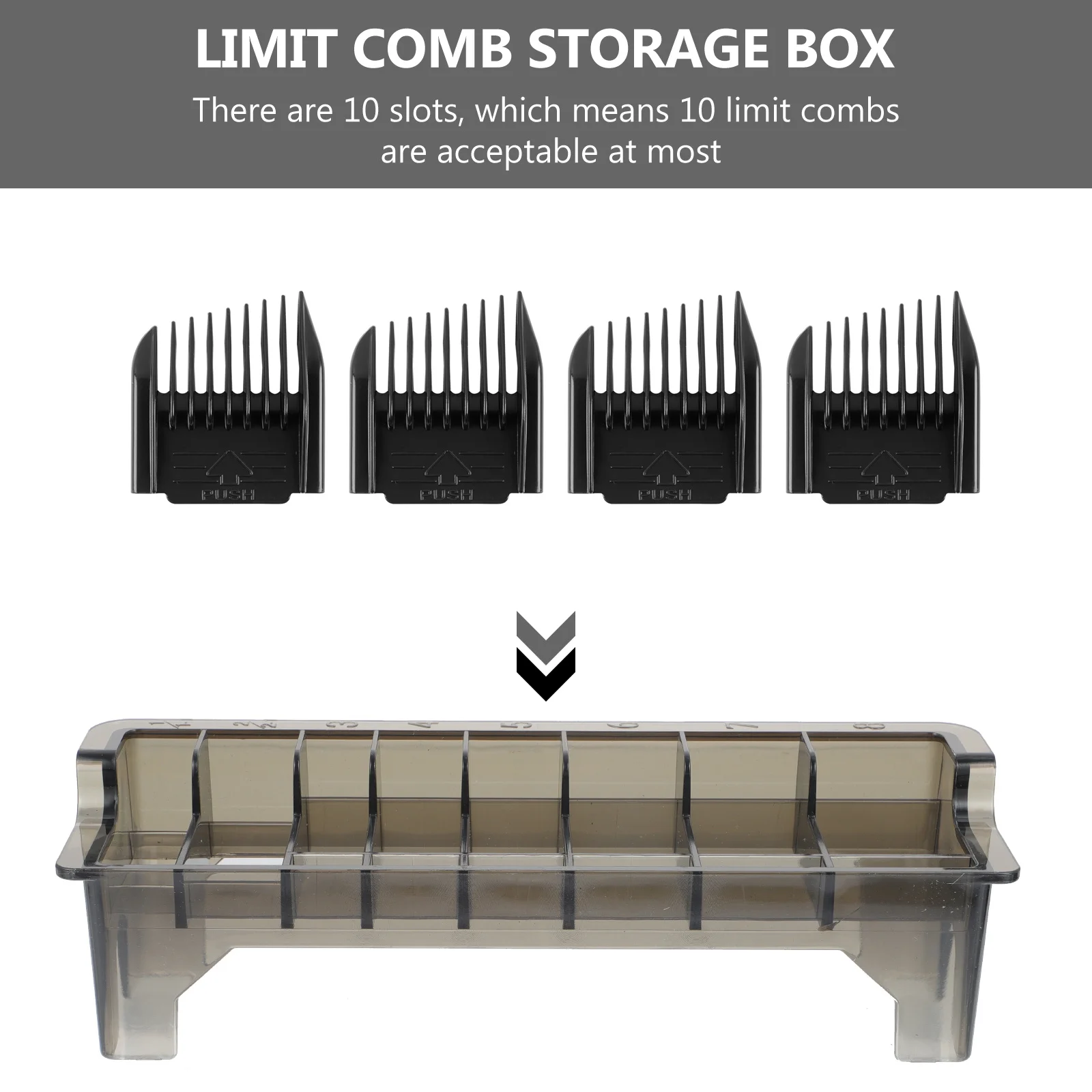 1 шт., прозрачная коробка для машинки для стрижки волос, 10 отделений, чехол для хранения расчески, прочный органайзер для инструментов для волос для парикмахерских услуг 
1 шт., прозрачная коробка для машинки для стрижки волос, 10 отделений, чехол для хранения расчески, прочный органайзер для инструментов для волос для парикмахерских услуг