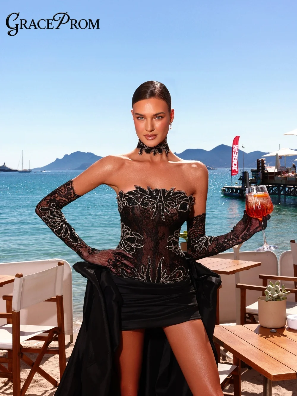 Glamorous Black Lace Party Dress 2026 Strapless Corset Bodice Choker Dramatic Evening Gown Wedding Guests No Gloves فساتين سهرة
Glamorous Black Lace Party Dress 2026 Strapless Corset Bodice Choker Dramatic Evening Gown Wedding Guests No Gloves فساتين سهرة