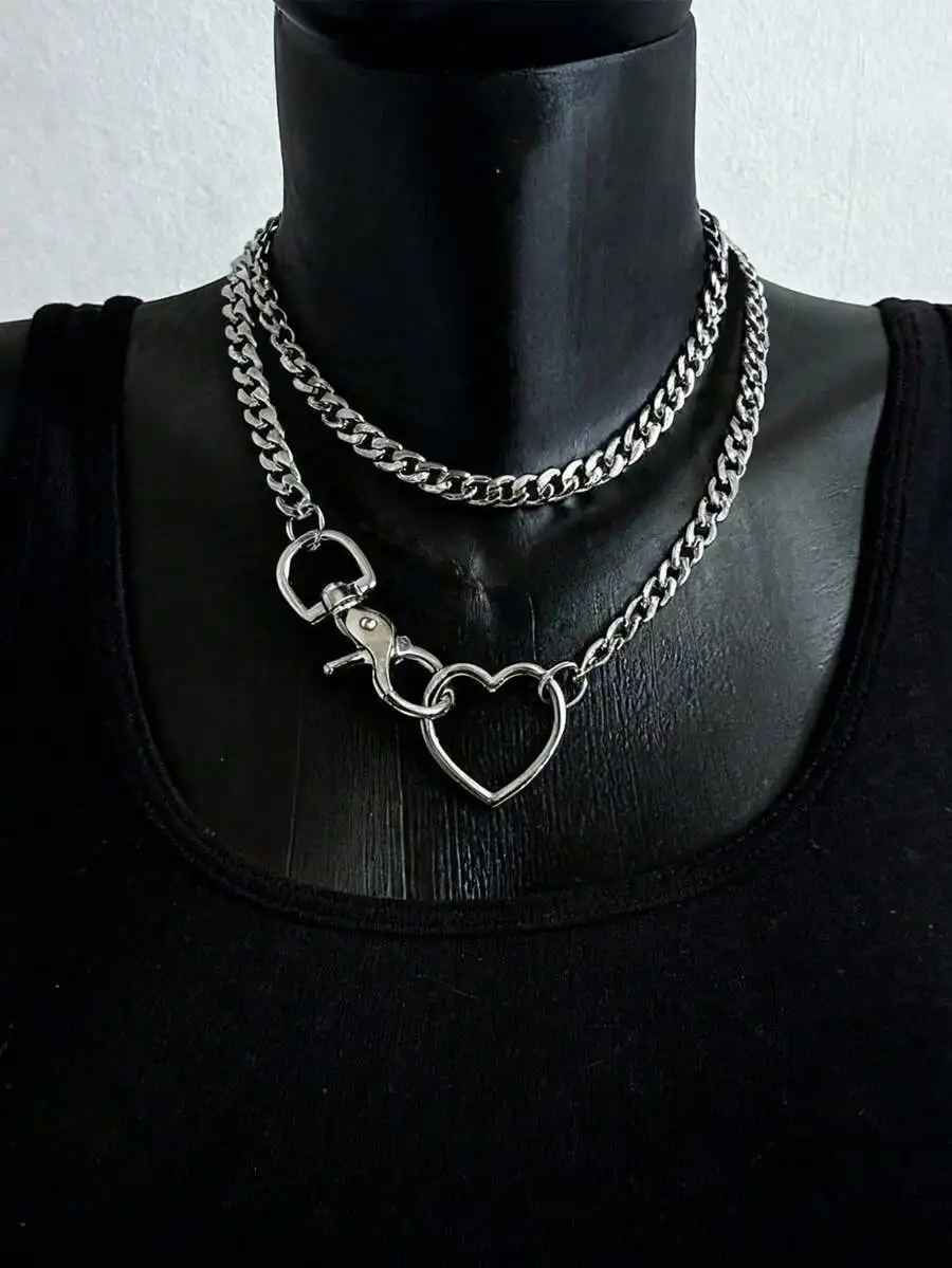 Hollow Heart Chunky Chain Choker Necklace With Snap Hook Gothic Punk Jewelry
Hollow Heart Chunky Chain Choker Necklace With Snap Hook Gothic Punk Jewelry