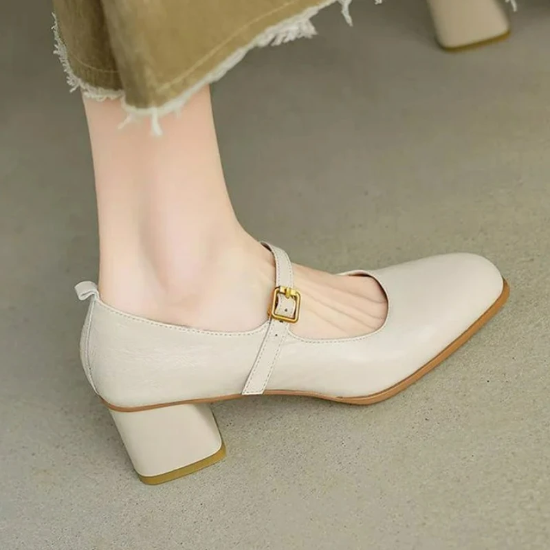 Spring/Autumn Women Pumps Round Toe Chunky Heel Shoes Genuine Leather Shoes for Women Concise Buckle Strap Mary Janes Shoe CA06
Spring/Autumn Women Pumps Round Toe Chunky Heel Shoes Genuine Leather Shoes for Women Concise Buckle Strap Mary Janes Shoe CA06