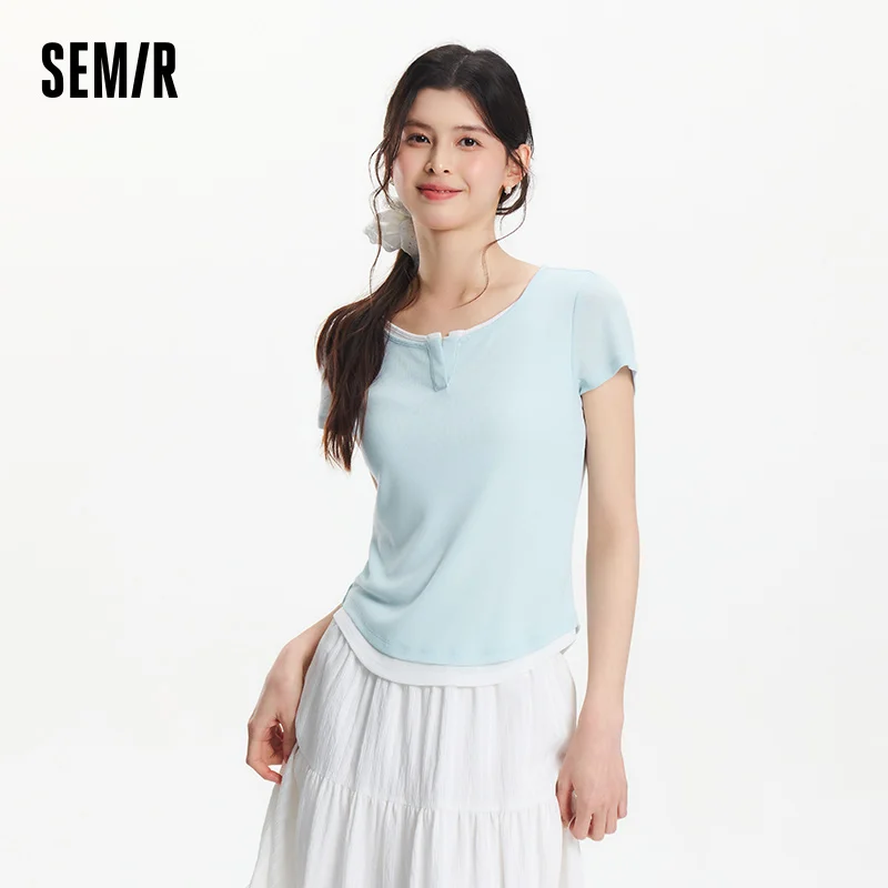 Semir футболка с коротким рукавом женский укороченный пуловер элегантный повседневный 2025 новый летний искусственный двухсекционный облегающий топ минималистичный повседневный
Semir футболка с коротким рукавом женский укороченный пуловер элегантный повседневный 2025 новый летний искусственный двухсекционный облегающий топ минималистичный повседневный