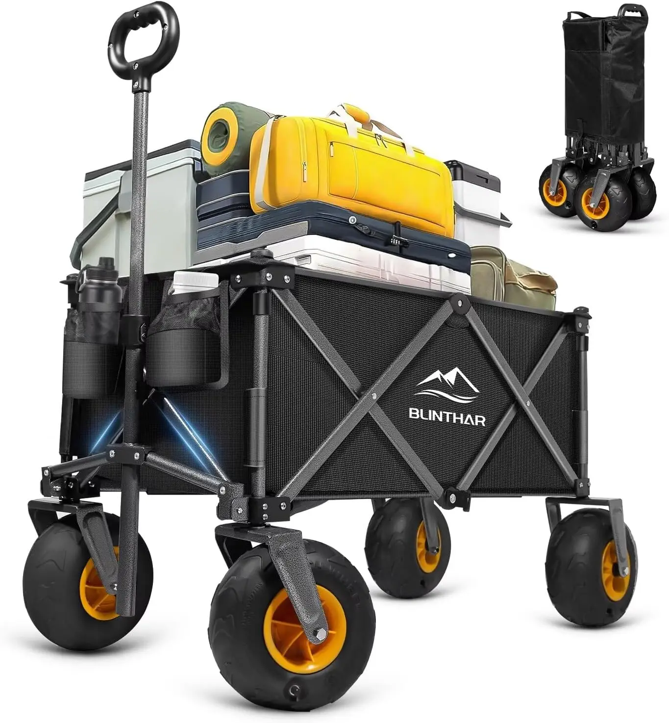 Beach Wagon with Big Wheels for Sand, Heavy Duty Harder Sand Collapsible Folding Wagon with All-Terrain 9" Pneumatic Ballon Tire
Beach Wagon with Big Wheels for Sand, Heavy Duty Harder Sand Collapsible Folding Wagon with All-Terrain 9" Pneumatic Ballon Tire