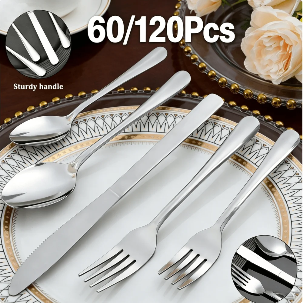 60 120Piece Luxury Flatware Set Mirror Polished Stainless Steel Cutlery, Perfect For Easter Feast, Spring Wedding, Anniversary
60 120Piece Luxury Flatware Set Mirror Polished Stainless Steel Cutlery, Perfect For Easter Feast, Spring Wedding, Anniversary
