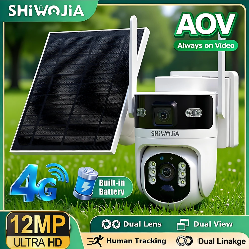Солнечная камера SHIWOJIA 12 МП с аккумулятором, 4G SIM, запись 24/7, 5 Вт, PTZ, двойной объектив, PIR, ночное видение, видеонаблюдение
Солнечная камера SHIWOJIA 12 МП с аккумулятором, 4G SIM, запись 24/7, 5 Вт, PTZ, двойной объектив, PIR, ночное видение, видеонаблюдение