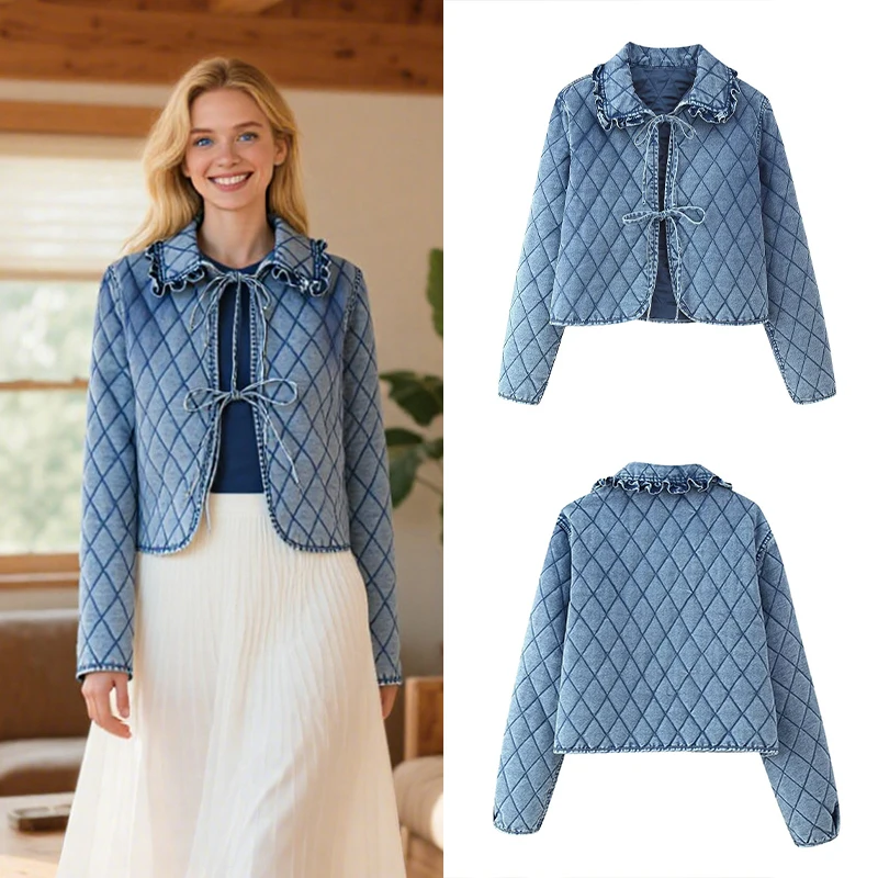 Новинка 2023 года, женская куртка с рюшами на воротнике и завязками, стеганое пальто с бриллиантами, Trafizaran, весенняя модная одежда, повседневный уличный стиль
Новинка 2023 года, женская куртка с рюшами на воротнике и завязками, стеганое пальто с бриллиантами, Trafizaran, весенняя модная одежда, повседневный уличный стиль