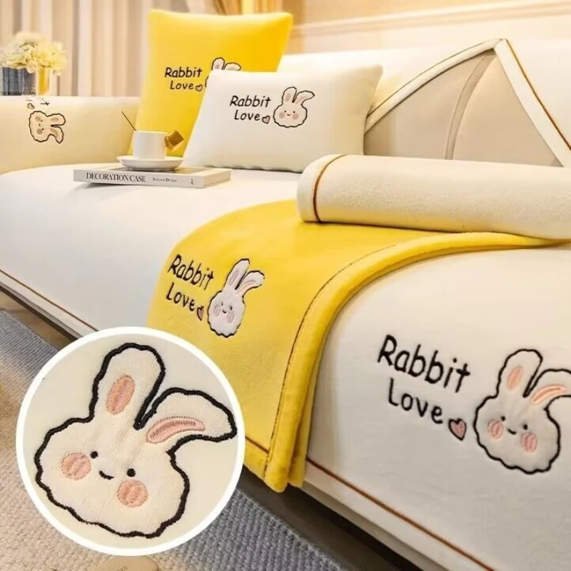 Applique Embroidered Cartoon Rabbit Sofa Cushion Cover Milk Fiber Fleece Non-Slip Dust-Proof Seat Covers Pad Furniture Protector
Applique Embroidered Cartoon Rabbit Sofa Cushion Cover Milk Fiber Fleece Non-Slip Dust-Proof Seat Covers Pad Furniture Protector