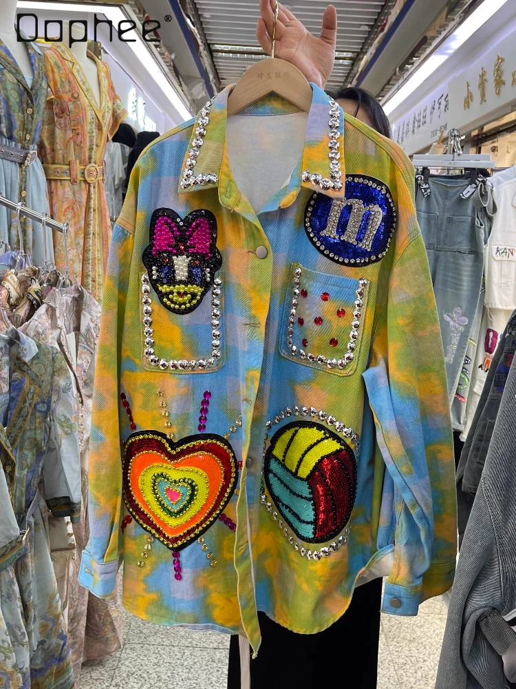 2025 Spring New Fashion Cartoon Hot Diamond Shirt Women's Loose Versatile Denim Jacket Long Sleeve Women Jacket High Street
2025 Spring New Fashion Cartoon Hot Diamond Shirt Women's Loose Versatile Denim Jacket Long Sleeve Women Jacket High Street