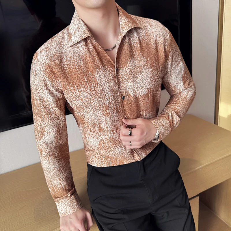 Men's Long-sleeve V-neck Shirt, Stylish Printed Slim Fit for Youth, Suitable for Nightclubs Gatherings, Parties - Spring 2025.
Men's Long-sleeve V-neck Shirt, Stylish Printed Slim Fit for Youth, Suitable for Nightclubs Gatherings, Parties - Spring 2025.