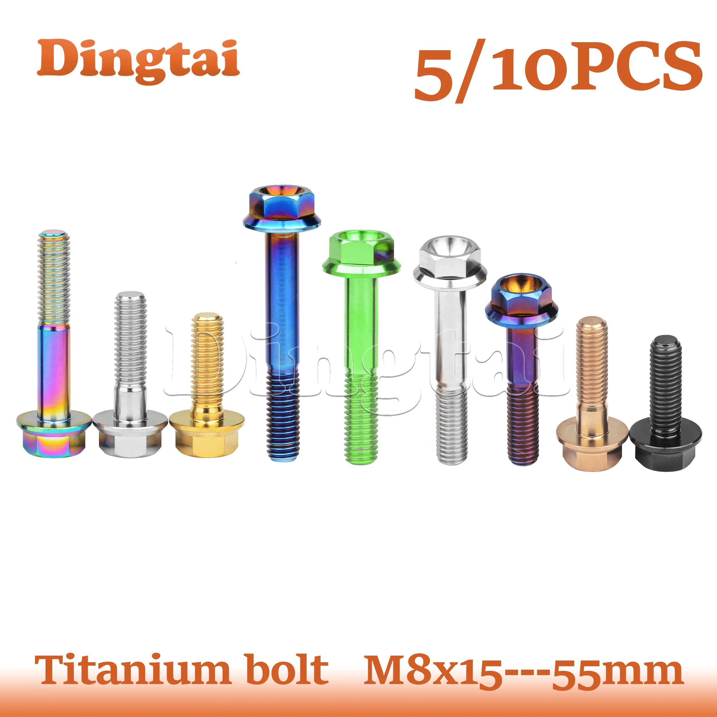 Dingtai Titanium Bolt 5/10PCSM8x15 20 25 30 35 40 45 50 55mm DIN6921 Flange Hex Head Screw for Cycling Motorcycle Ti Fasteners
Dingtai Titanium Bolt 5/10PCSM8x15 20 25 30 35 40 45 50 55mm DIN6921 Flange Hex Head Screw for Cycling Motorcycle Ti Fasteners