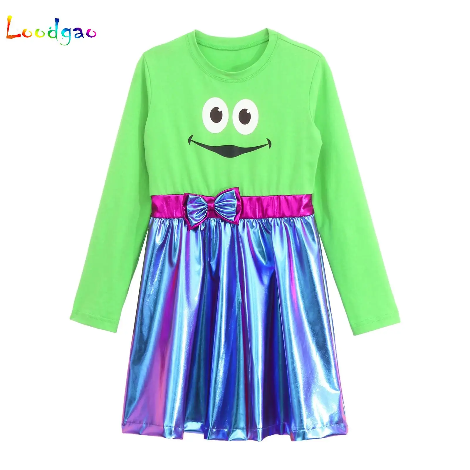 Kids Girls Cartoon Dress Childish Print Waist Bow Decor Metallic Shiny A-line Hem Color Blocking Dress Birthday Party Clothes
Kids Girls Cartoon Dress Childish Print Waist Bow Decor Metallic Shiny A-line Hem Color Blocking Dress Birthday Party Clothes