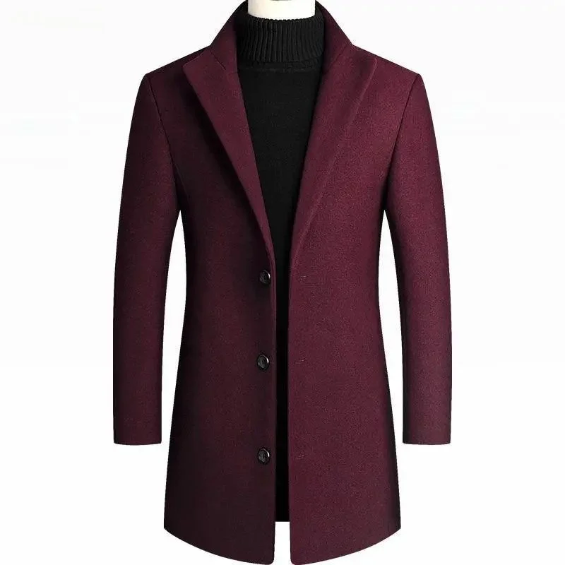 Men's Woolen Coat Autumn Winter Tailored Suit Collar Casual Slim Fit Mid-Length Windbreaker Single Button Closure
Men's Woolen Coat Autumn Winter Tailored Suit Collar Casual Slim Fit Mid-Length Windbreaker Single Button Closure