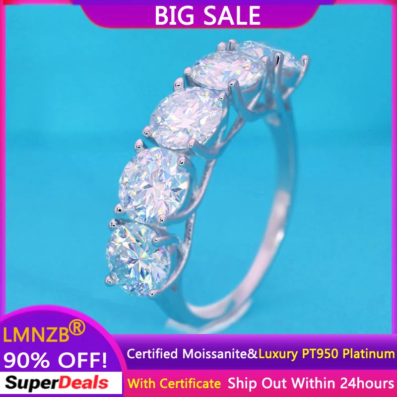 Luxury PT950 Platinum Rings Super Sparkling Round 5 Carat (5pcs 1ct) Moissnaite Diamond Rings Women Wedding Band Gift Jewelry
Luxury PT950 Platinum Rings Super Sparkling Round 5 Carat (5pcs 1ct) Moissnaite Diamond Rings Women Wedding Band Gift Jewelry