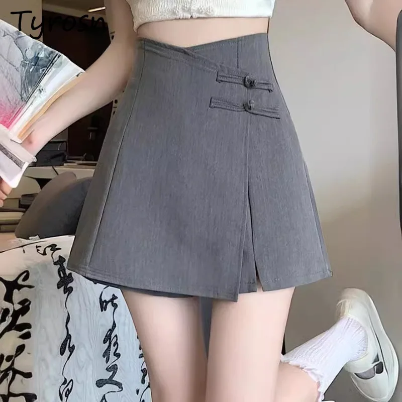 Buttoned Shorts Women Summer Youth New Chinese Style Irrgular Slit A-line Trendy Solid Design Temperament Elegant Vintage Street
Buttoned Shorts Women Summer Youth New Chinese Style Irrgular Slit A-line Trendy Solid Design Temperament Elegant Vintage Street