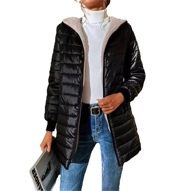 JY Winter Thick Warm Women's Coat Solid Color Zipper Coat Long Sleeve Thick Medium Length Slim Women's Hooded Snow Coat
JY Winter Thick Warm Women's Coat Solid Color Zipper Coat Long Sleeve Thick Medium Length Slim Women's Hooded Snow Coat