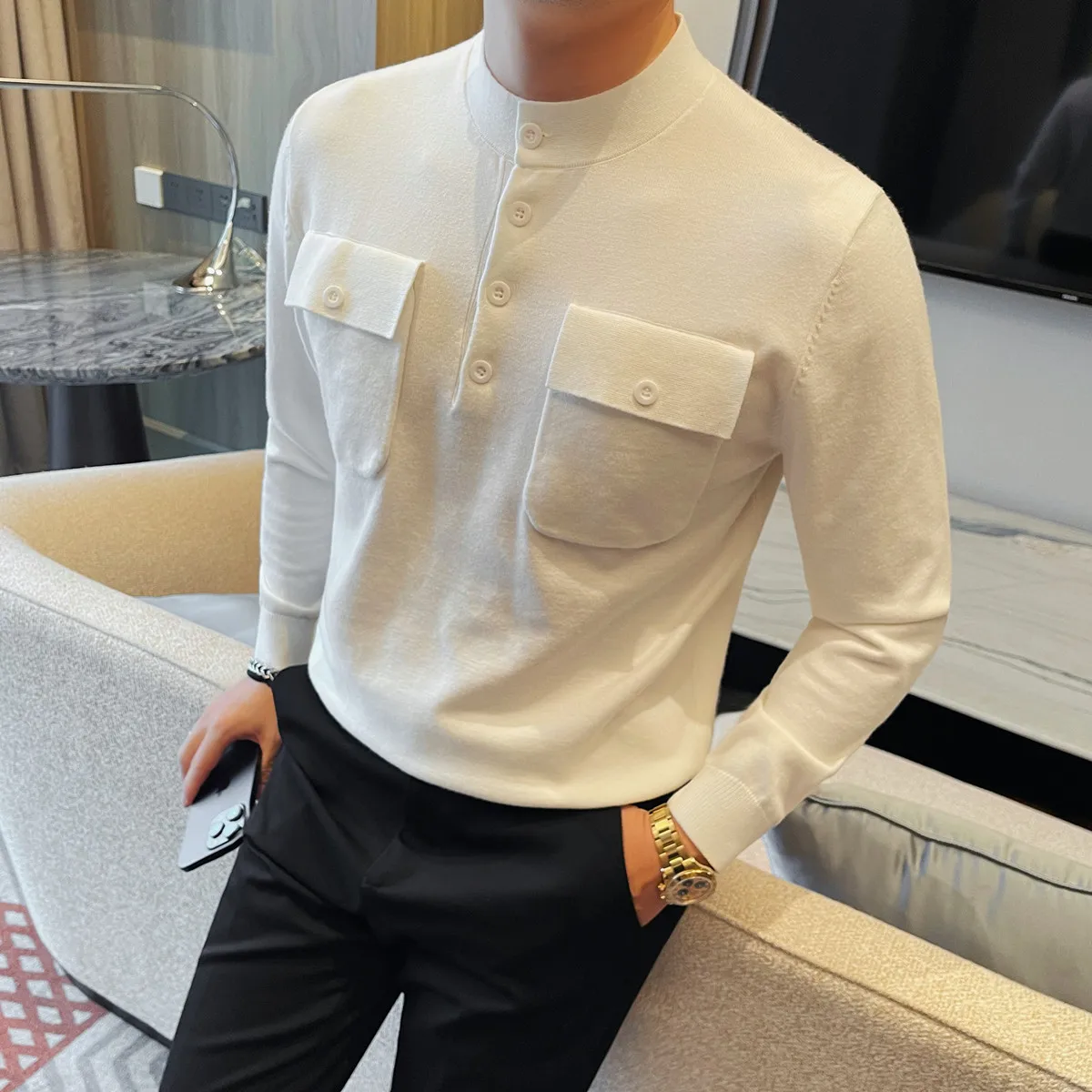 Pull Homme, модный дизайн с двойными карманами спереди, зимний толстый свитер, мужская одежда, 2021, облегающие мужские повседневные свитера с круглым вырезом, 4XL
Pull Homme, модный дизайн с двойными карманами спереди, зимний толстый свитер, мужская одежда, 2021, облегающие мужские повседневные свитера с круглым вырезом, 4XL