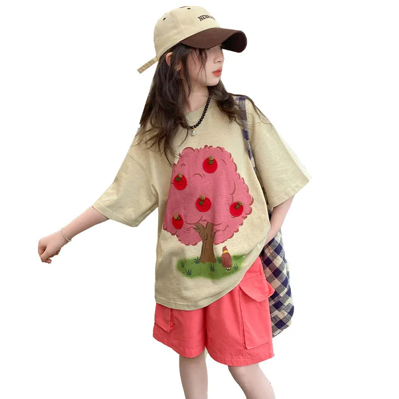 Cute Girls Clothing Sets Cartoon Tree Pattern Top+Shorts Kids Teens Summer Two Pieces Cotton Outfits Children Casual Tracksuits
Cute Girls Clothing Sets Cartoon Tree Pattern Top+Shorts Kids Teens Summer Two Pieces Cotton Outfits Children Casual Tracksuits