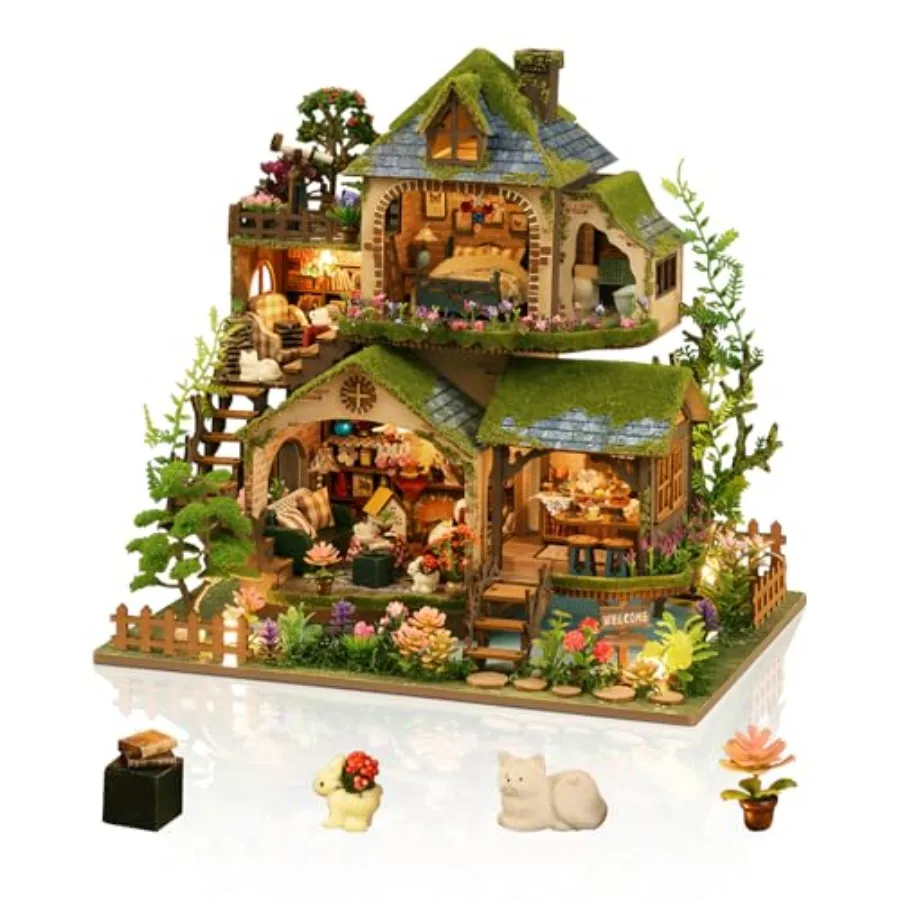 DIY Miniature House Kit for home decoration, wooden material, natural wood color, includes LED lighting and easy-to-assemble de
DIY Miniature House Kit for home decoration, wooden material, natural wood color, includes LED lighting and easy-to-assemble de