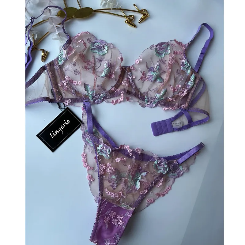 Women Sexy Exotic Set Thin Lace See Through Lingerie Bra Set Perspective Floral Embroidery Underwear Micro Bikini Thong Costumes
Women Sexy Exotic Set Thin Lace See Through Lingerie Bra Set Perspective Floral Embroidery Underwear Micro Bikini Thong Costumes