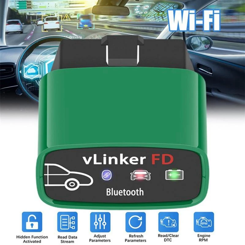 ELM327/ELM329 VGATEVLINKER FD+OBD2 V2.2 WIFI/Bluetooth Dual Mode 4.0 Android/Forapple Diagnostic Car Fault Detector
ELM327/ELM329 VGATEVLINKER FD+OBD2 V2.2 WIFI/Bluetooth Dual Mode 4.0 Android/Forapple Diagnostic Car Fault Detector
