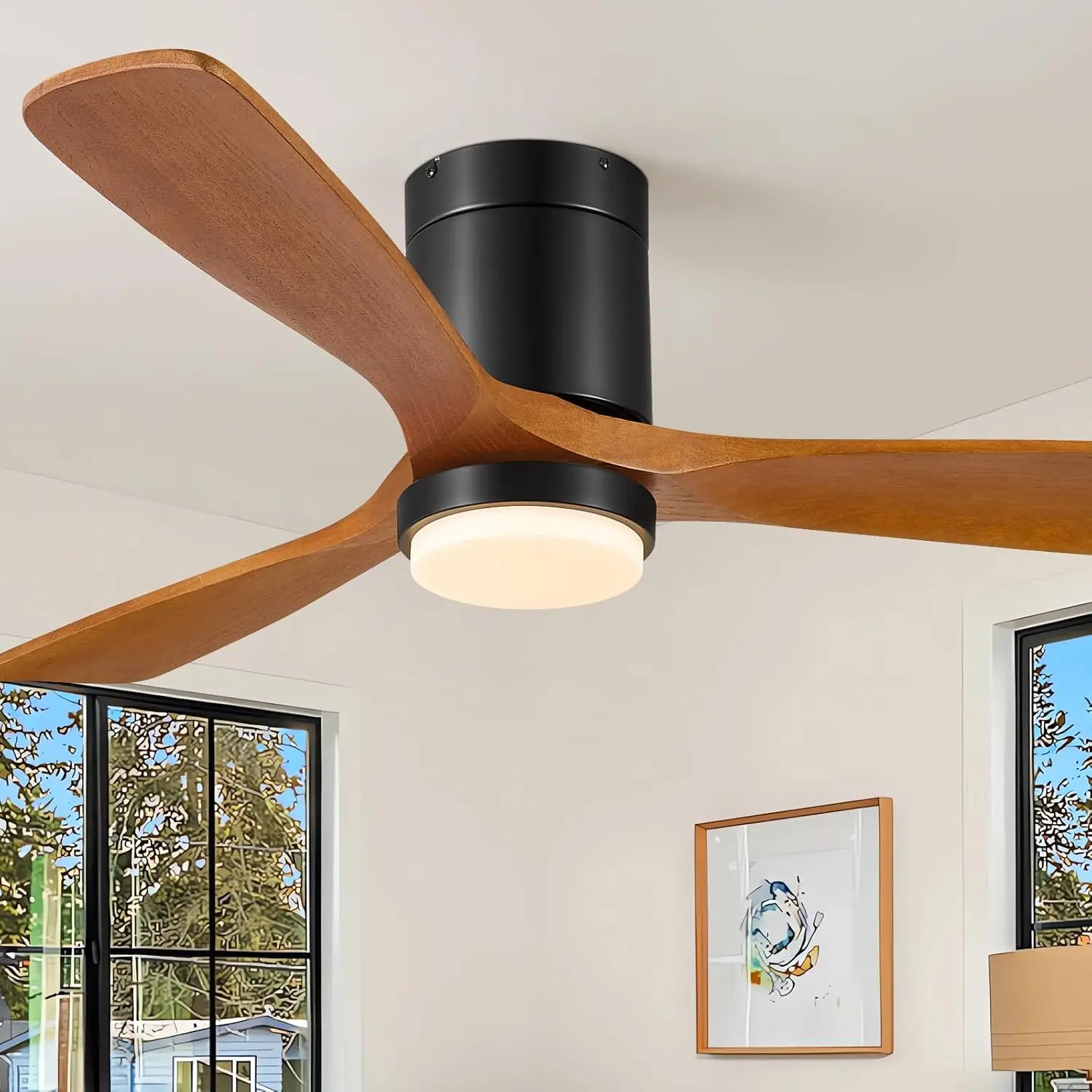 Ceiling Fans with Lights, 52 Inch Flush Mount Outdoor Ceiling Fan Low Profile, 3 Wood Blades, ETL Listed, Timer, 6 Spee
Ceiling Fans with Lights, 52 Inch Flush Mount Outdoor Ceiling Fan Low Profile, 3 Wood Blades, ETL Listed, Timer, 6 Spee