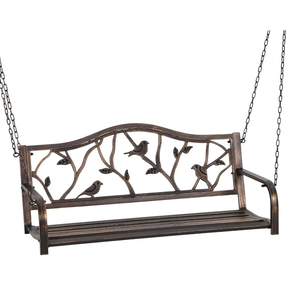Outdoor Porch Swing Chair Hanging Metal Bench Swing with Bird Backrest, 450lbs Weight Capacity.
Outdoor Porch Swing Chair Hanging Metal Bench Swing with Bird Backrest, 450lbs Weight Capacity.