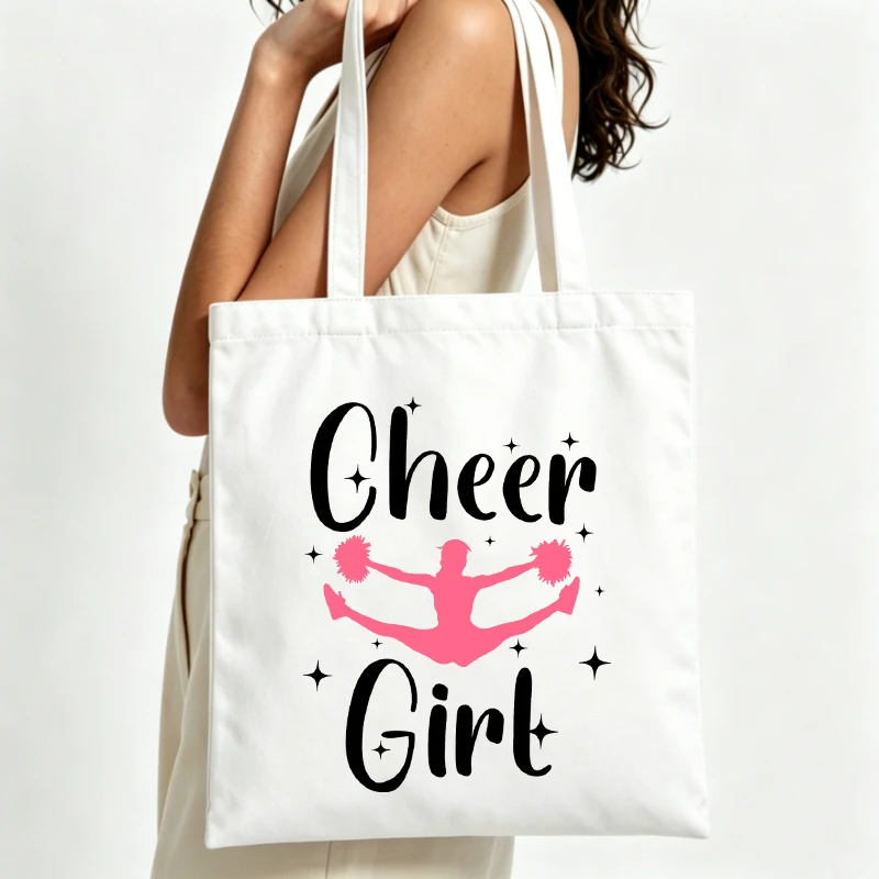 Women's cheerleader graphic canvas tote bag with letter print, ideal for casual daily use and sports events
Women's cheerleader graphic canvas tote bag with letter print, ideal for casual daily use and sports events