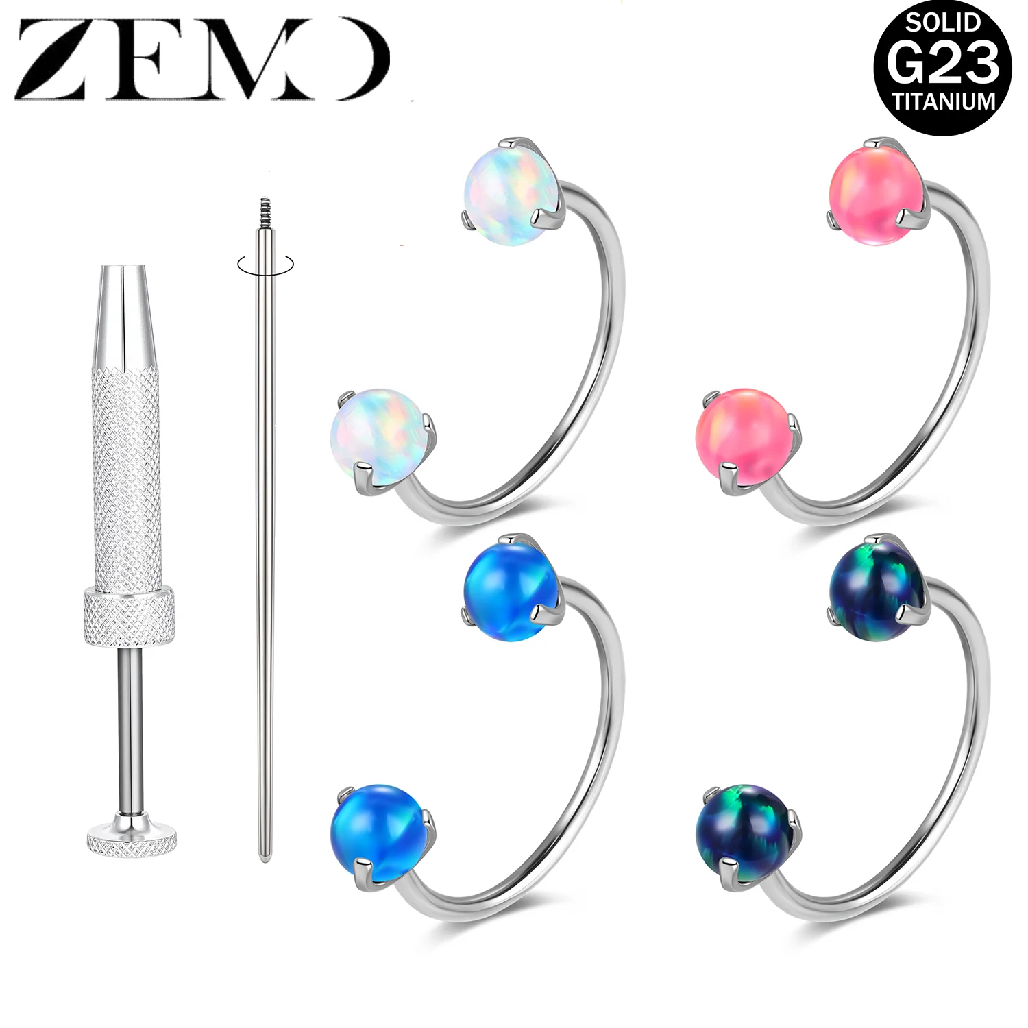 ZEMO 1 Set ASTM F136 G23 Titanium Horseshoe Nose Ring Double CZ Crystal Septum Rings Cartilage Earrings Lip Piercings 20G 8/10MM
ZEMO 1 Set ASTM F136 G23 Titanium Horseshoe Nose Ring Double CZ Crystal Septum Rings Cartilage Earrings Lip Piercings 20G 8/10MM