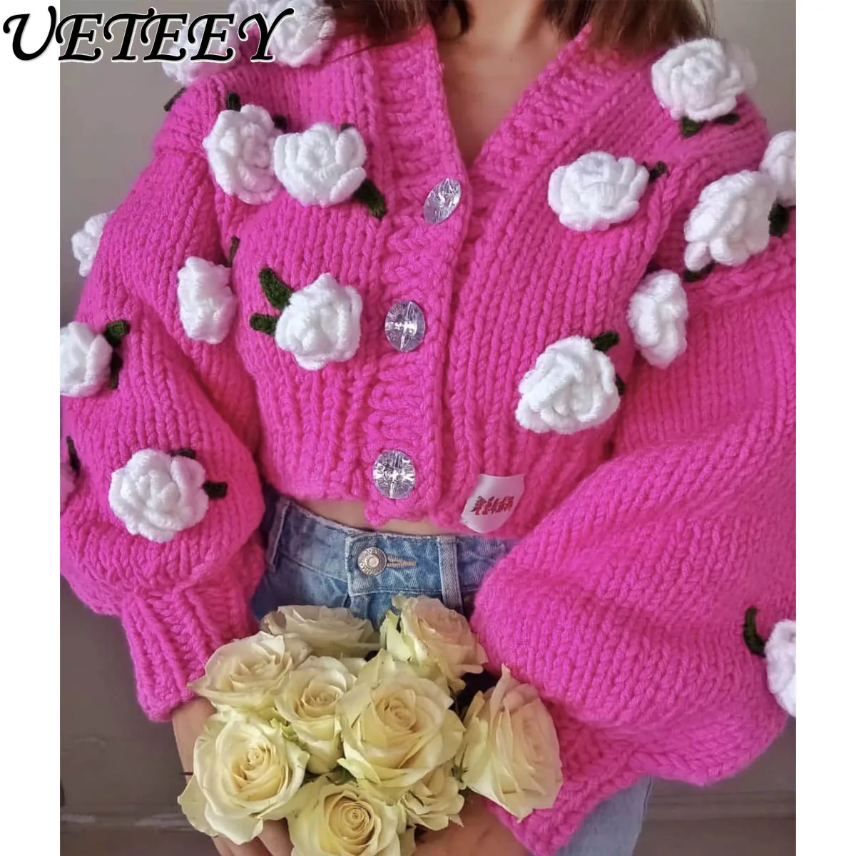 European Style Sweater Female Autumn New Retro Sweet Flowers Sweater Coat Women Temperament V-neck Single Breasted Sweater Top
European Style Sweater Female Autumn New Retro Sweet Flowers Sweater Coat Women Temperament V-neck Single Breasted Sweater Top